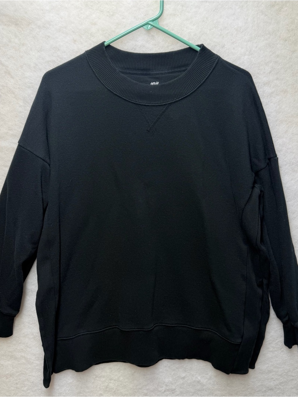 Aerie Womens Size L Black Crew Neck Oversized Pullover Sweatshirt